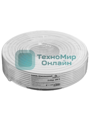 Кабель коаксиальный Cablexpert, RG-6U-CS-2, 75 Ом, 64%, 1 мм, CCS, белый, 100 м