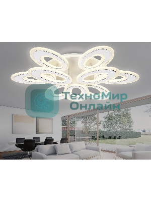 Потолочный светодиодный светильник FA8933/6+3 WH/CH белый/хром 255W 3000K-6400K 740*660*120 (ПДУ РАДИО 2.4G)