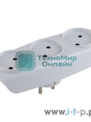 Бытовые удлинители ЭРА SP-3-W белый Тройник 3 гн, без заземл.