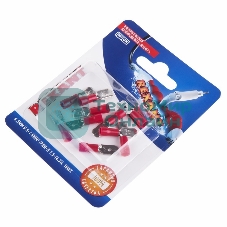 Клемма плоская Rexant, изолированная штекер - 6.3 мм, 0.5-1.5 мм², (РПи-п 1.5-(6.3)/MDD1.25-250), красный, в упак. 10 шт.