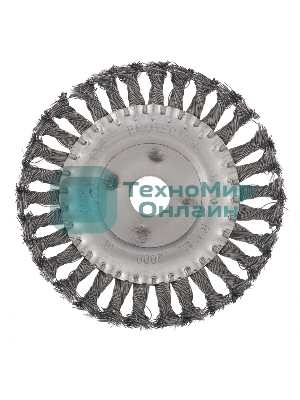 Щетка для УШМ Сибртех 150 мм, посадка 22,2 мм, Плоская, крученая проволока 0,5 мм