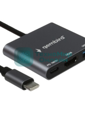 Док-станция Gembird UHB-D2, USB Type-C, USB Type-C PD100W, HDMI, USB Type-C