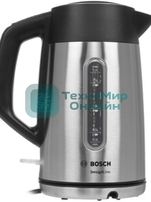 Электрочайник Bosch TWK4P440 черный, 1.7 л, 2400 Вт, скрытый нагревательный элемент