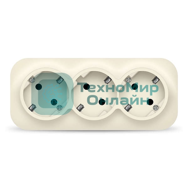 Розетка 3-м ОП 16А IP20 с заземл. сл. кость IONICH 1429