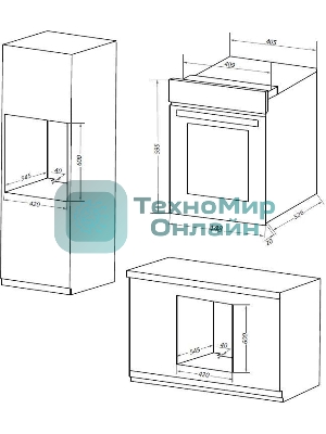 Шкаф духовой электрический Maunfeld EOEM516BG, 45 см, 51 л, бежевый, встраиваемый