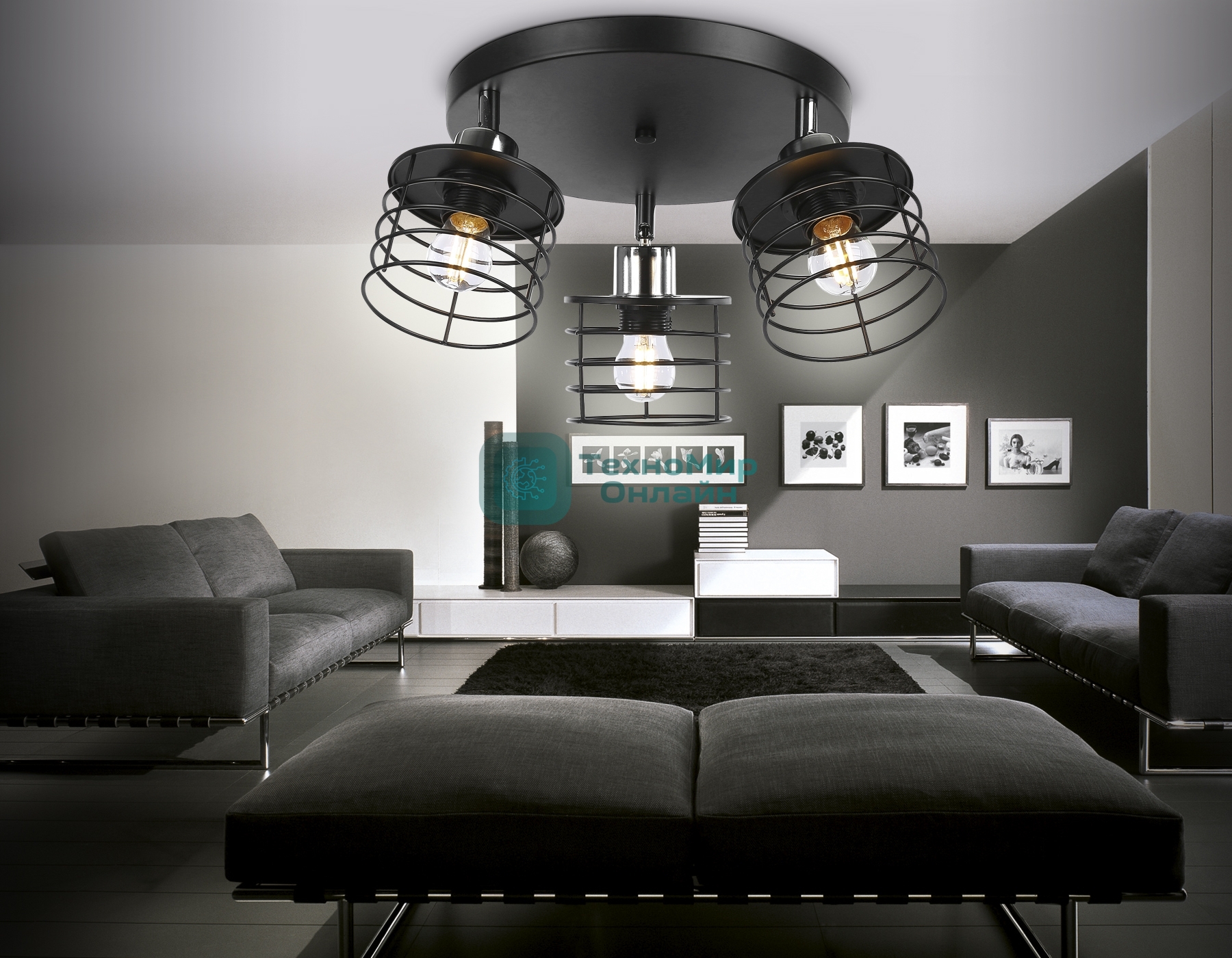 Светильник Ambrella light TR8092/3 BK/CH черный/хром E27*3 max 40W D372*190