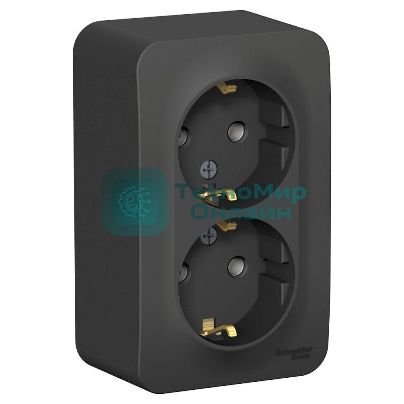 Розетка 2-м ОП Blanca 16А 250 В без шторок c заземл. изол. пласт. антрацит SchE BLNRA010216
