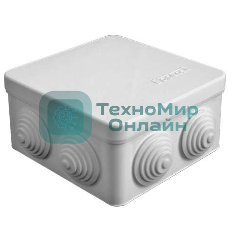 Коробка распределительная ОП 105х105х56 7 выходов 4 гермоввода IP54 крышка защелкивающаяся сер. Epplast 100012
