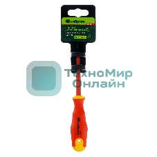 Отвертка диэлектрическая Сибртех PH0 х 75 мм, до 1000 В, двухкомпонентная рукоятка