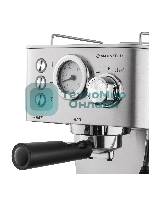 Кофеварка рожковая Maunfeld MF-721S PRO нержавеющая сталь, исп. кофе - молотый/чалды, 1.5 л, 1140 Вт, 15 бар
