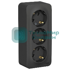 Розетка 3-ая с/з без шторок 16А, 250В, изолир. пластина SE Blanca наруж Антрацит