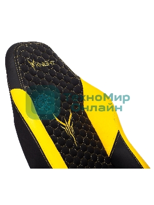 Кресло Knight Neon черный/желтый, экокожа, 120 кг, механизм качания