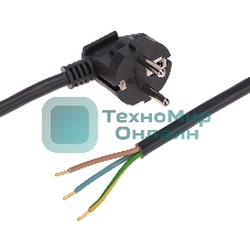 Шнур электрический с вилкой Rexant ПВС 3х1,5 мм², 1,5м черный