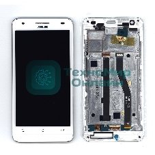 Дисплей для Asus ZenFone Go T500, белый с рамкой