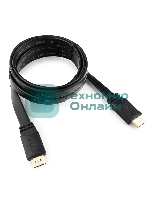 Кабель Cablexpert HDMI CC-HDMI4F-6, 19M/19M, v2.0, медь, позол.разъемы, экран, плоский кабель, 1.8м, черный, пакет