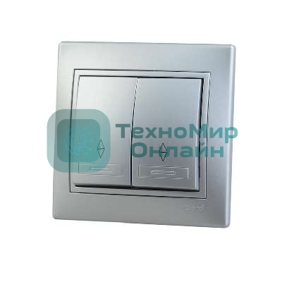 Выключатель проходной 2-кл. СП Мира 10А IP20 метал. сер. LEZARD 701-1010-106