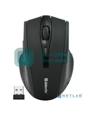 Мышь беспроводная Defender Accura MM-665 черный, 1600 dpi, радиоканал, USB, кнопки - 6