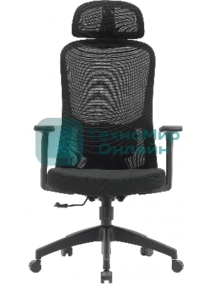 Кресло компьютерное Cactus CS-MC515-BK черный, сиденье черный, сетка/ткань, с подголов. крестов. пластик, пластик черный