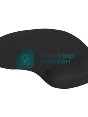 Коврик для мыши с подушкой под запястье Gembird MP-WR-BLACK, черный, 225х195х5мм, ткань/резина, блистер