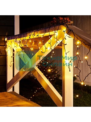 Гирлянда Neon-night Айсикл (бахрома) светодиодный, 2,4 х 0,6 м, черный провод, 230 В, диоды теплый белый, 88 LED