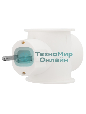 Набор тройников электрических универсальных Rexant 16 А, одно гнездо с заземлением, белый (2 шт./уп.)