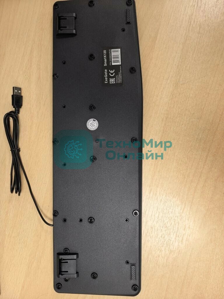 (Из ремонта, рабочая, гарантия 7 дней) Клавиатура проводная ExeGate EX298364RUS Smart K120 (USB, полноразмерная, влагозащищенная, 104кл., Enter большой, длина кабеля 1,6м, черная, RTL)
