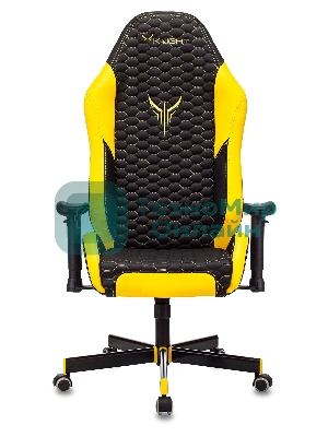 Кресло Knight Neon черный/желтый, экокожа, 120 кг, механизм качания