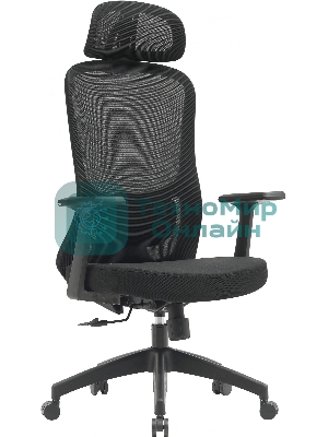 Кресло компьютерное Cactus CS-MC515-BK черный, сиденье черный, сетка/ткань, с подголов. крестов. пластик, пластик черный