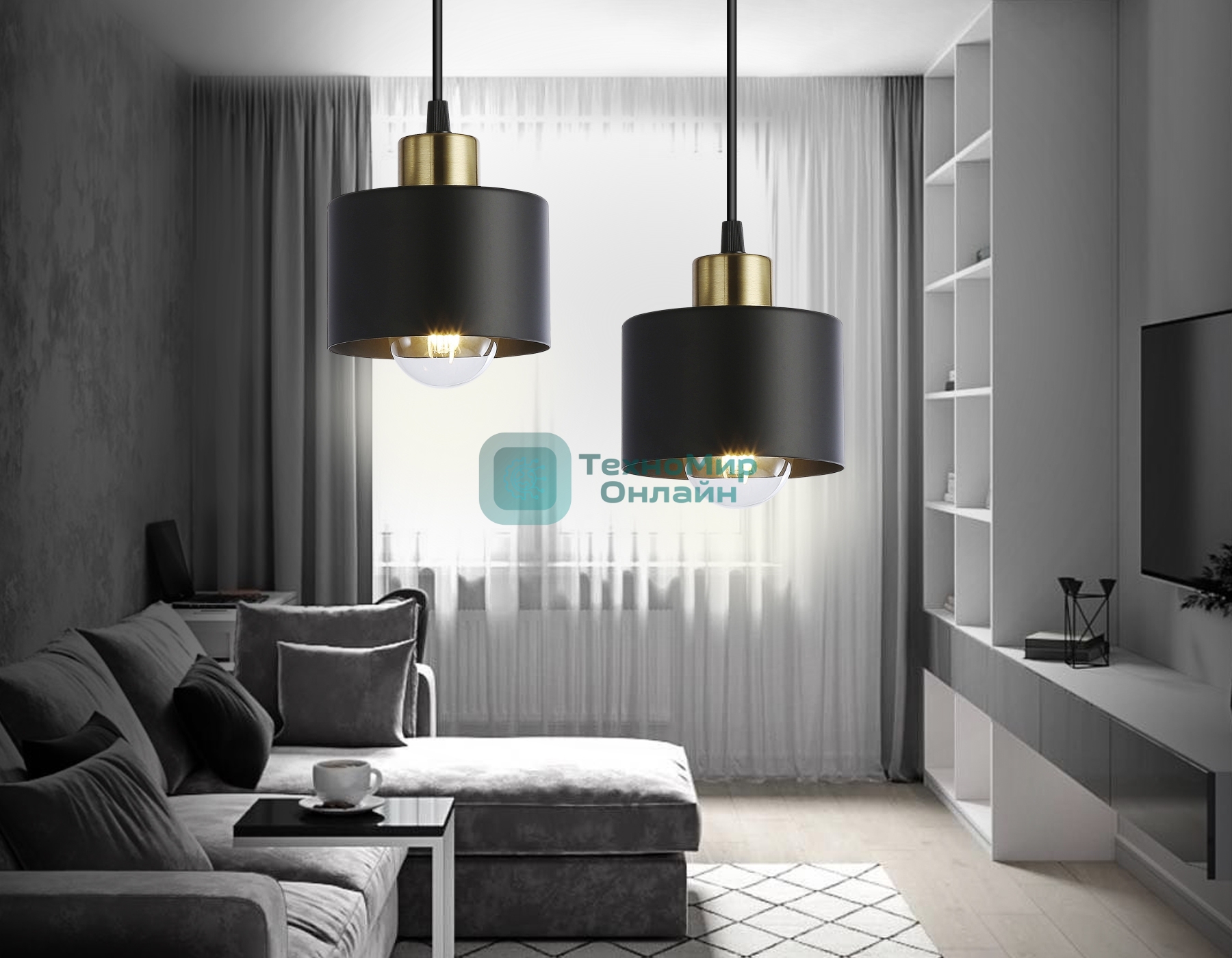 Светильник Ambrella light TR8113 BK/BS черный/латунь E27 max 40W D120*940