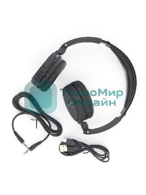 Беспроводные/проводные наушники Gembird BHS-100 черный, накладные, Bluetooth + проводной, складная конструкция, до 10 ч