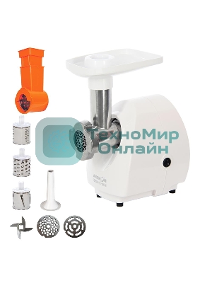 Мясорубка электрическая Аксион М25.03 белый, 1500 Вт, 1.7 кг/мин, защита от перегрузки, насадки - 5