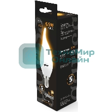 Лампа светодиодная Gauss 6.5Вт цок.: E14 свеча 220B 3000K св. свеч. бел. теп. (упак.: 10 шт)