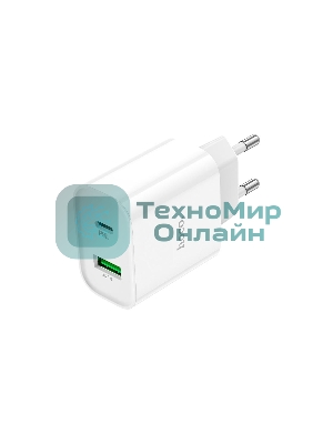 Сетевое зарядное устройство HOCO C80A Rapido 1xUSB + 1xUSB-C, 3.1A, 20W, белый