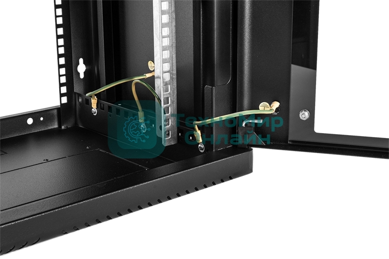 Шкаф коммутационный ЦМО (ШРН-6.650-9005) настенный 6U 600x650мм пер.дв.стекл 200кг черный 600мм 180град.