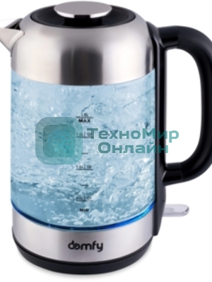 Чайник электрический Domfy DSM-EK401 1.8л. 2200Вт черный/прозрачный (корпус: стекло)