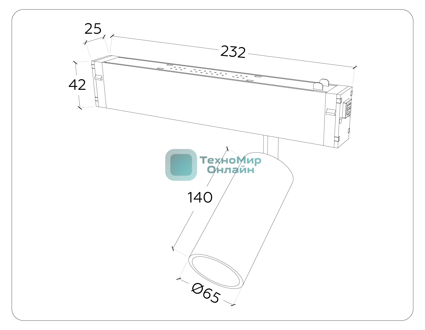 Управляемый светодиодный светильник для шинопровода Magnetic Ambrella light GL1232 BK черный IP20 24W 3000K-6400K 220V 36° D65*140 (Без ПДУ)
