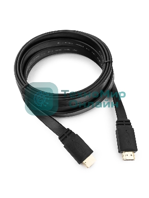 Кабель Cablexpert HDMI CC-HDMI4F-10, 19M/19M, v2.0, медь, позол.разъемы, экран, плоский кабель, 3м, черный, пакет