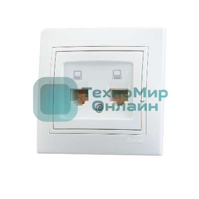 Розетка компьютерная 2-м СП Мира RJ45 белый/белый Lezard 701-0202-141