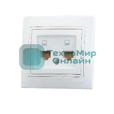 Розетка компьютерная 2-м СП Мира RJ45 белый/белый Lezard 701-0202-141