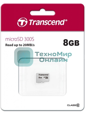 Флеш карта microSDHC 8Gb Class10 Transcend TS8GUSD300S w/o adapter
