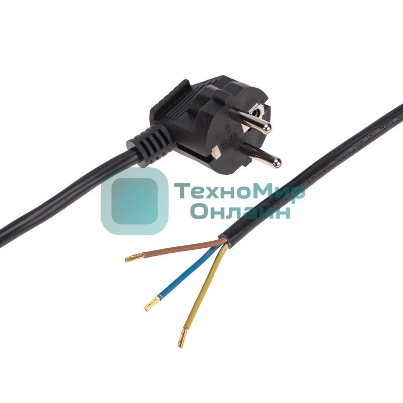 Шнур электрический с вилкой Rexant ПВС 3х1,0 мм², 3м черный
