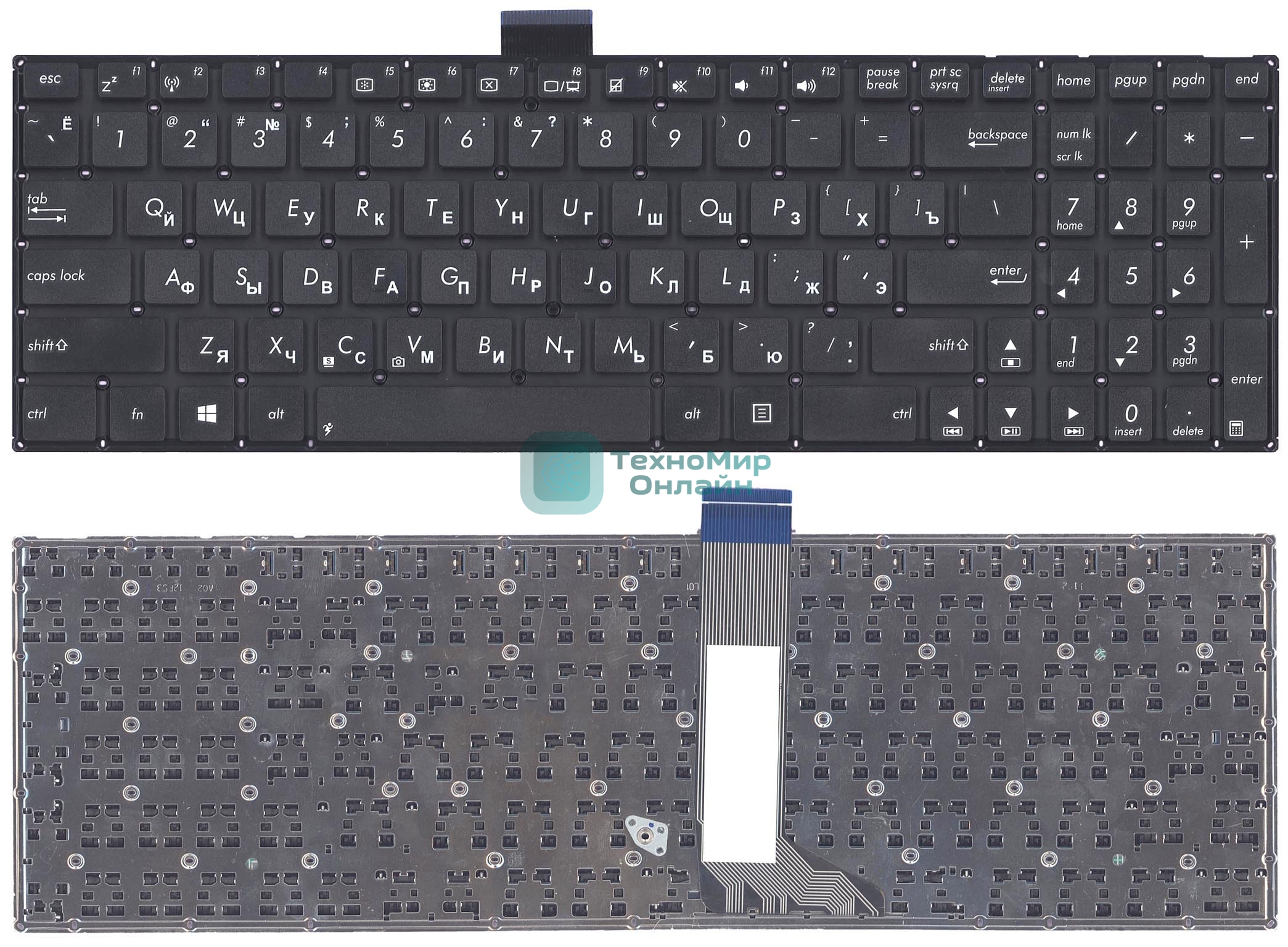 Клавиатура для ноутбука Asus X502 X502CA X502C черная (плоский Enter)