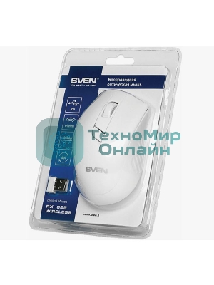 Мышь беспроводная SVEN RX-325 белый, 1000 dpi, радиоканал, USB, кнопки - 4