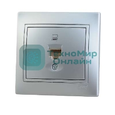 Розетка компьютерная 1-м СП Мира RJ45 метал. сер. Lezard 701-1010-139