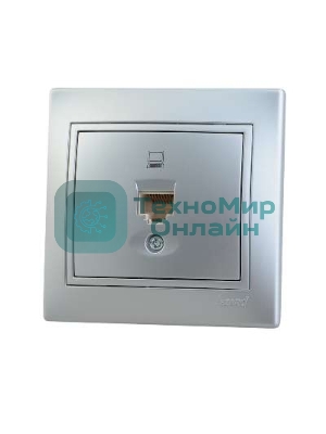 Розетка компьютерная 1-м СП Мира RJ45 метал. сер. Lezard 701-1010-139