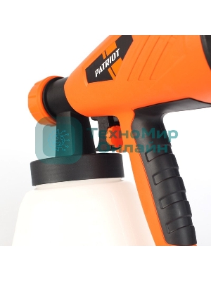 Краскопульт электрический PATRIOT SG500 HVLP 500 Вт., 100 DIN/сек, Расход 900 мл/мин., Резервуар: 1300 мл