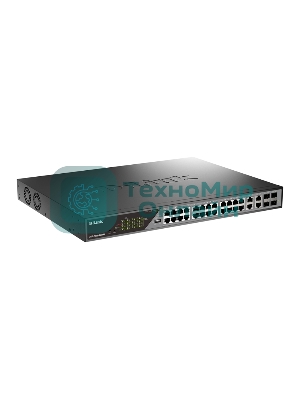 Коммутатор сетевой Smart L2 Surveillance Switch 24х1000Base-T PoE (8 PoE ports 802.3bt 90W), 4xCombo 1000Base-T PoE/SFP, PoE Budget 518W, Long-range PoE up to 250m