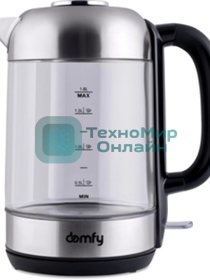 Чайник электрический Domfy DSM-EK401 1.8л. 2200Вт черный/прозрачный (корпус: стекло)