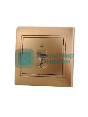 Розетка компьютерная 1-м СП Мира RJ45 метал. зол. Lezard 701-1313-139