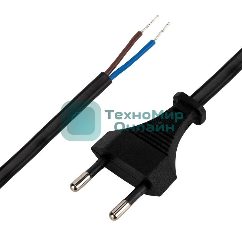 Сетевой шнур Rexant 2х0,75 мм², 1,8 м черный